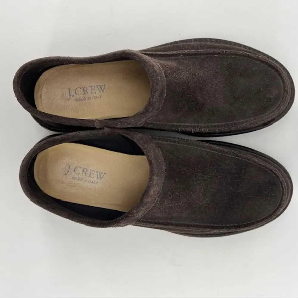 VTG J.Crew Mens Italian Suede Slip On Loafers 10 Chocolate Brown Indoor Outdoor